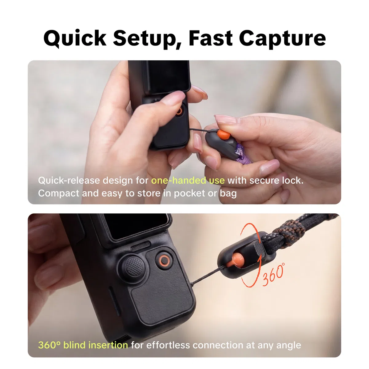 PGYTECH Correa de Mano para DJI Osmo Pocket 3/4, Cordón de Muñeca con Liberación Rápida para Cámara y Funda, Poliéster de Alta Resistencia, Carga 10kg