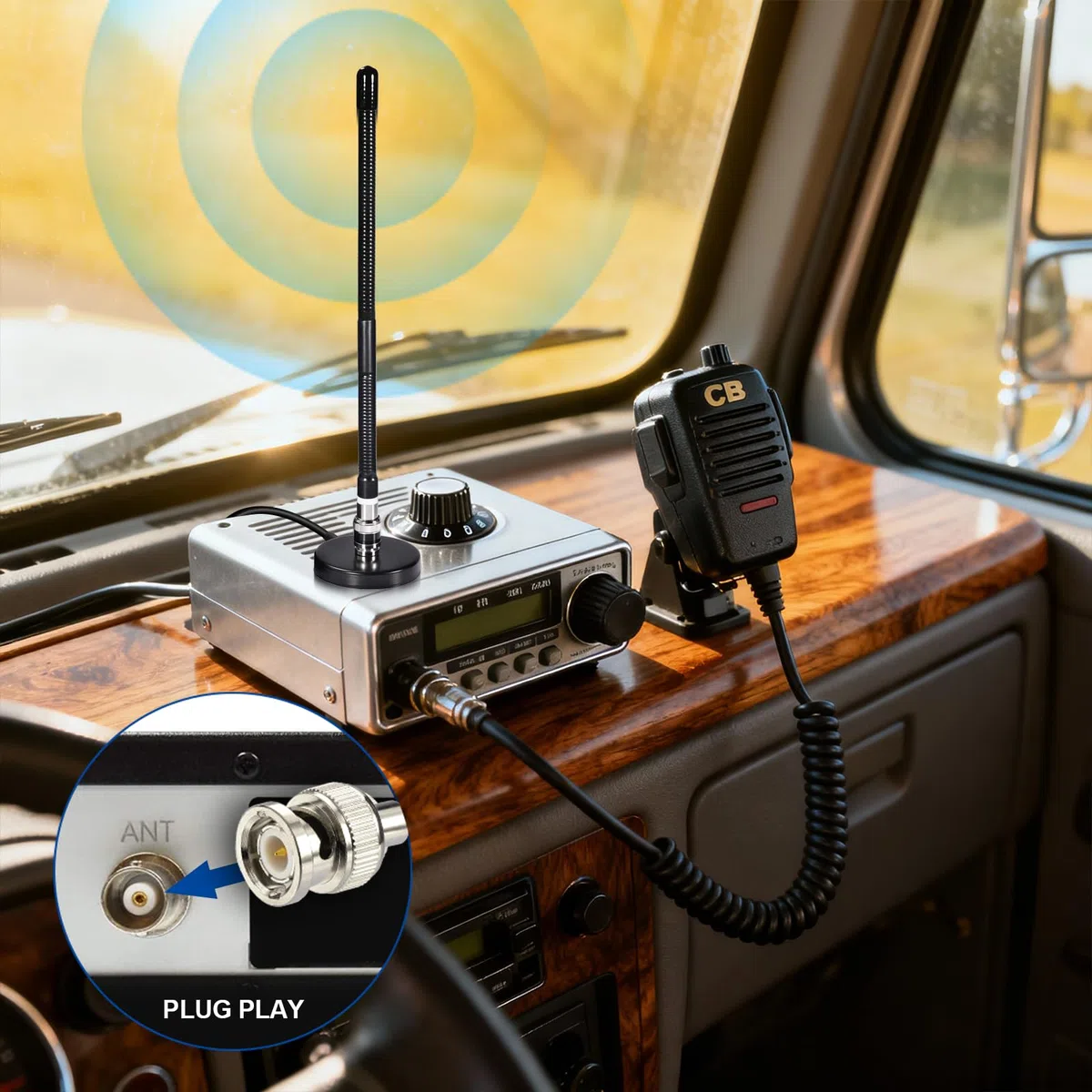 Bingfu Antena CB 27MHz BNC Conector PL259 Soft Whip Base Magnética Cable 3Metros Compatible con Cobra Midland Uniden Maxon President CB Radio Mano Portátil Móvil Escáner de Policía