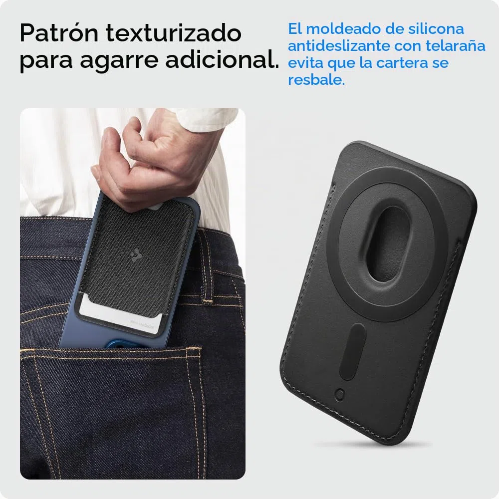 Spigen Cartera Magsafe Urban Fit MagFit Tarjetero Magnético 3 Tarjetas Compatible con los Modelos iPhone 17/16/15/14/13/12 Series MagSafe Wallet - Negro