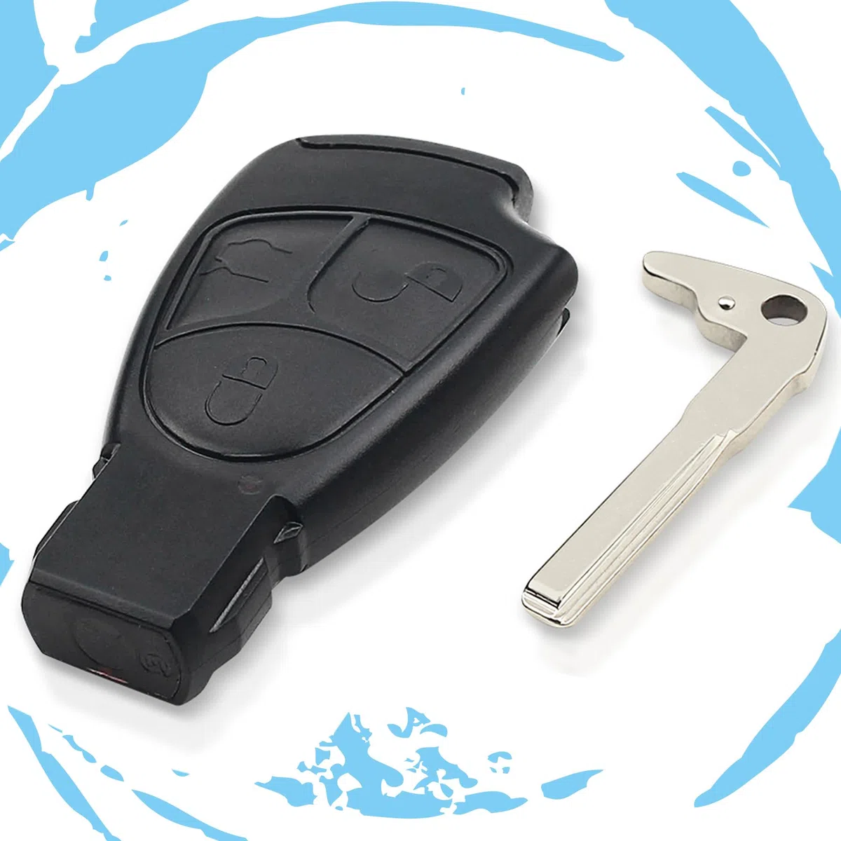 Heart Horse 3 botón Carcasa Mando Llave del Coche, Funda Llave Remoto para Mercedes, Remoto Carcasa Llave para B ENZ W203 W210 W211 B C E CLK SLK ML Class con 433Mhz NEC Chip