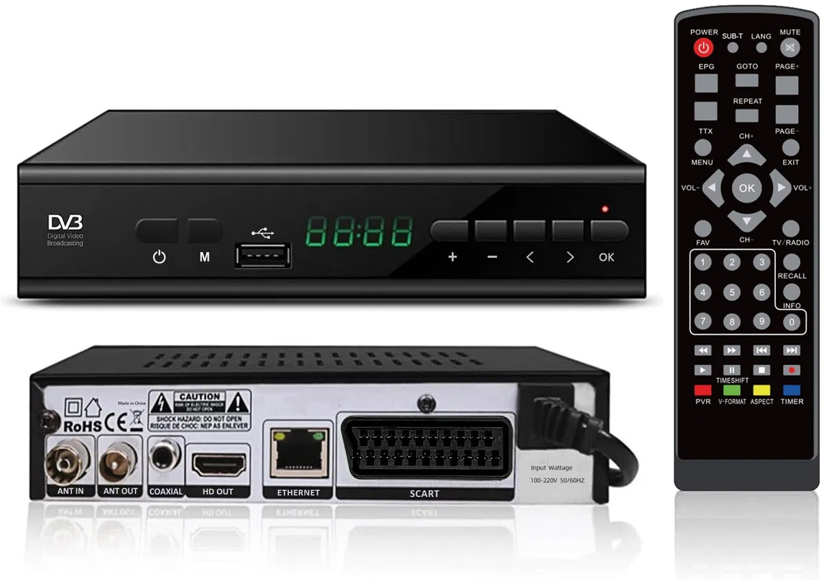 Decodificador TDT HD 2024,Sintonizador TDT HD,Receptor TDT HD,Decodificador DVB-T2,HD 1080P H265 HEVC Principal 10 bit,Soporta ETHERNET/USB WiFi/Proyector/Dolby/PVR/Funciones Multimedia