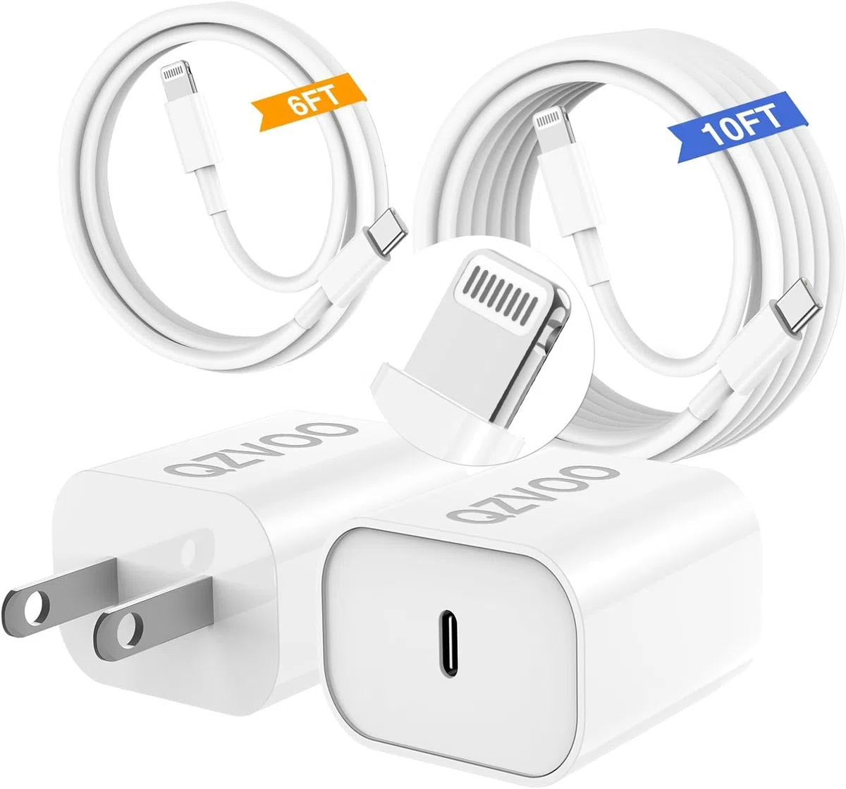 Cargador de Phone de Carga rápida para Phone 14, 13, 12, Cargador de Pared USB C de 20 W con Cable Lightning Tipo C para Phone 13/14/12 Pro MAX Plus/11, iPad, Paquete de 2