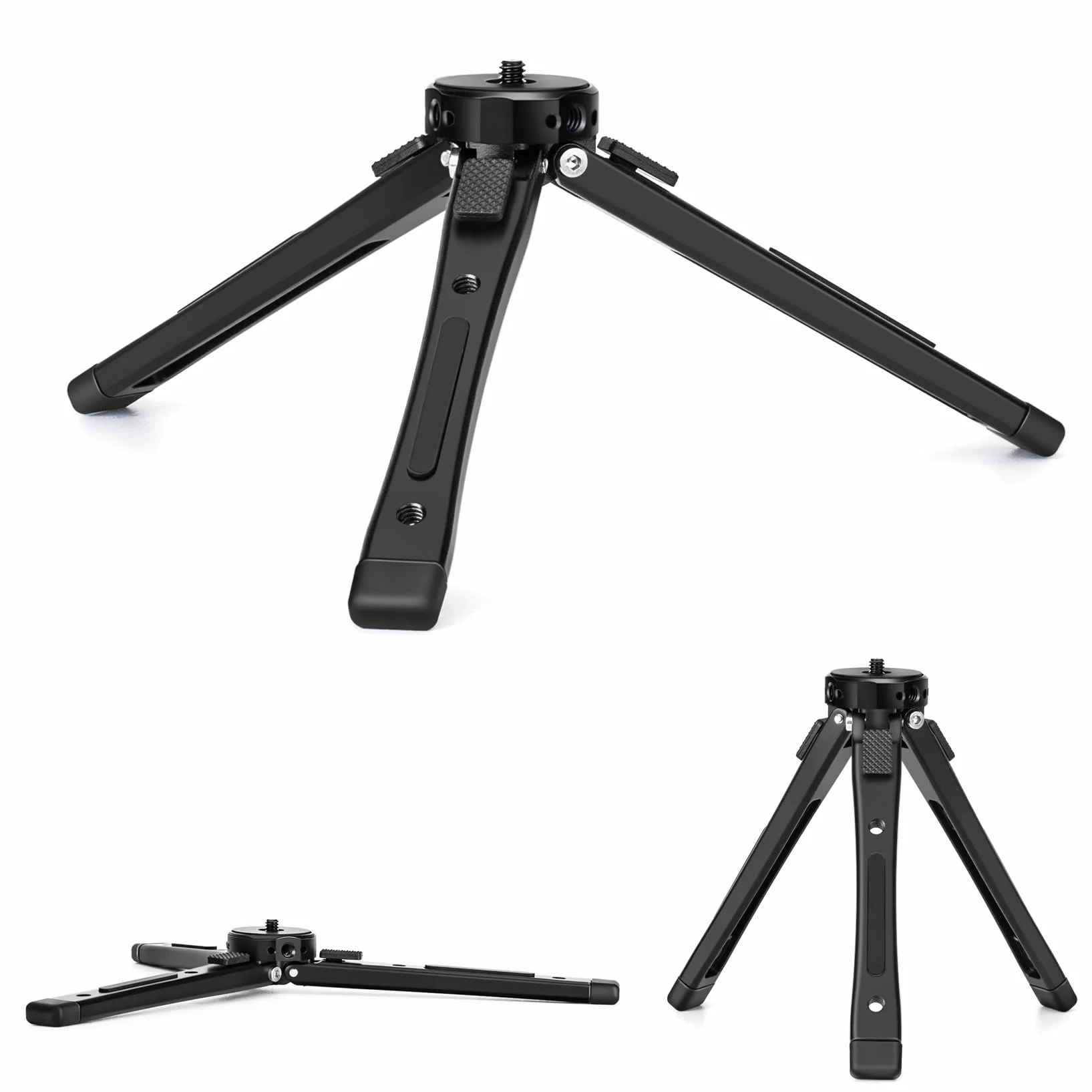 Zeadio Trípode de Metal Extra Resistente - Soporte de Mesa Universal Compacto para Cámara, Gimbal, Cámara de Acción, Videocámara, Micrófono, Luz LED, Smartphone y Más (Soporta 40kg/88lb)