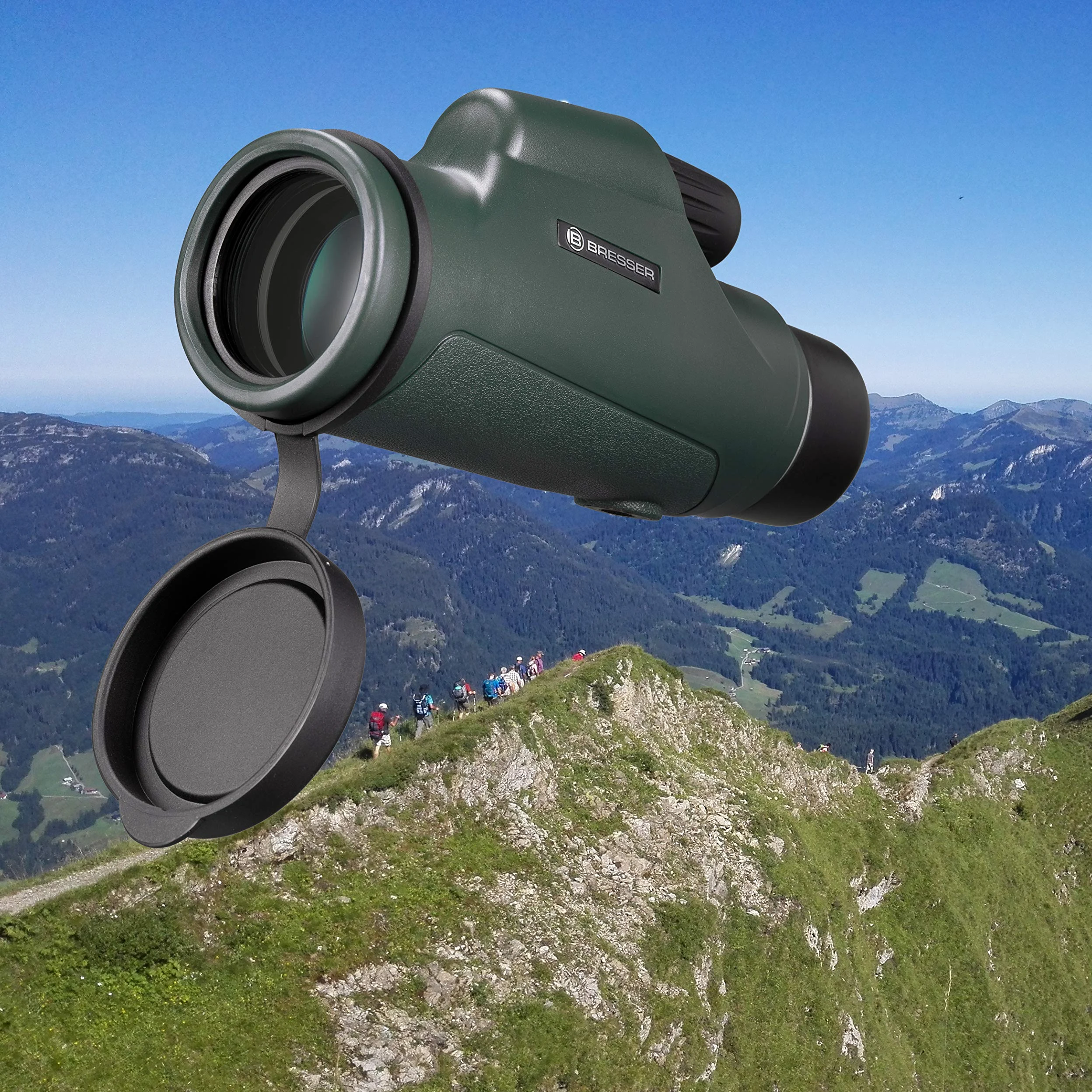Bresser Monocular 10 x 42 Impermeable con Aspecto de tejado, Verde