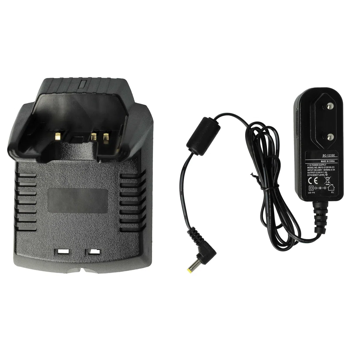 vhbw Cargador Compatible con Yaesu FNB-57, FNB-64H, FNB-64, FNB-83 baterías de Radio - Estación de Carga + Fuente de alimentación, 7,2 V, 0,4 A