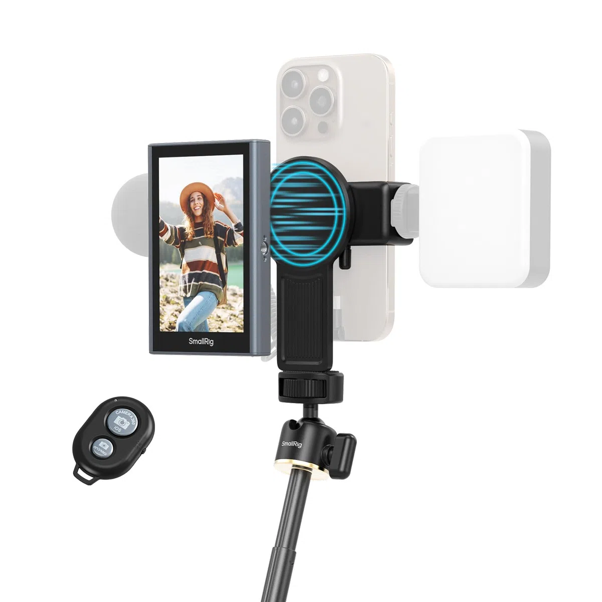 SmallRig Pantalla para Monitor de Teléfono Vlog Selfie para iPhone para Huawei S24/S25, con Soporte Magnético Control Remoto Inalámbrico, Cámara Trasera de Sincronización para Selfie - 4851B