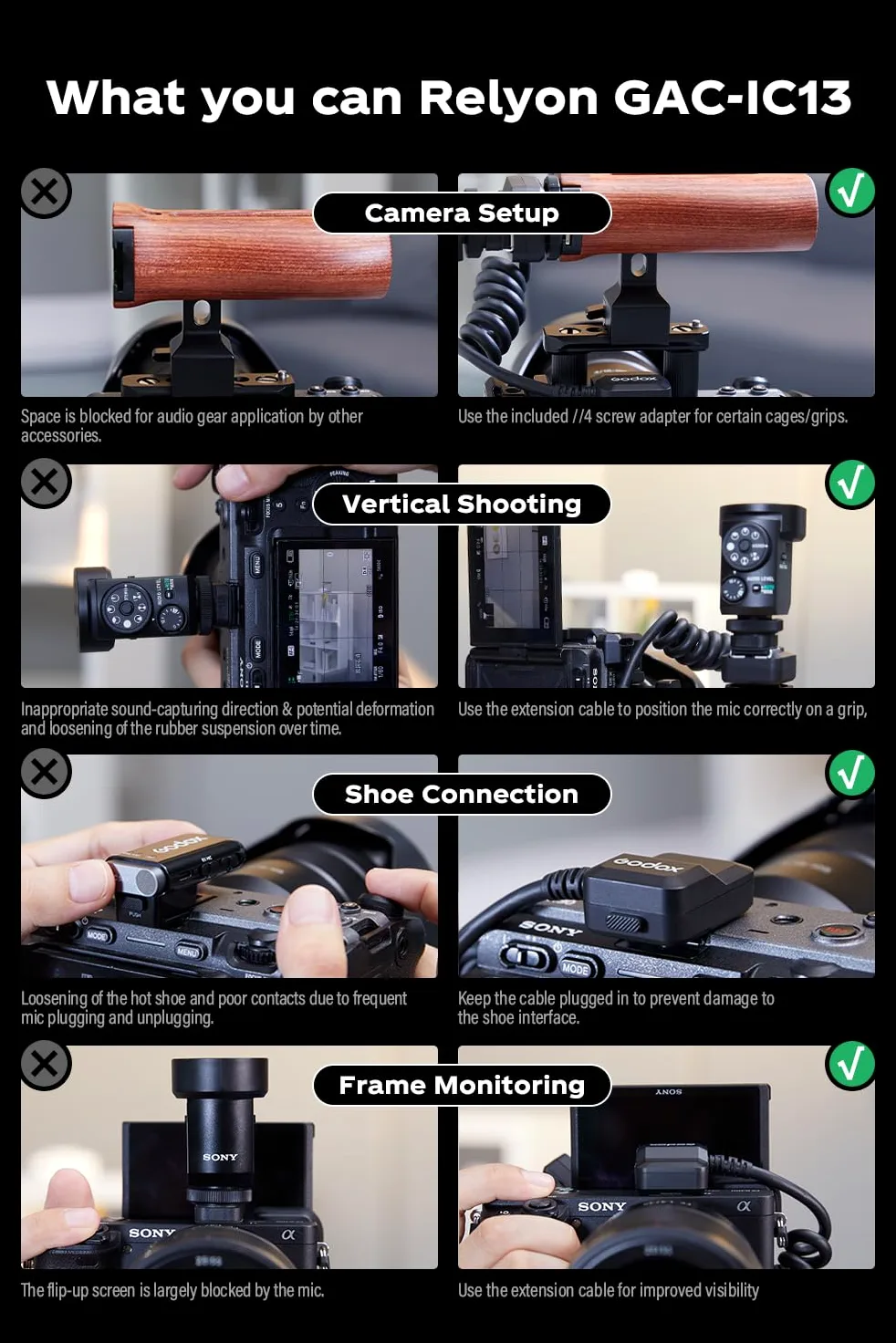Godox Off-Camera - Cable alargador de audio para cámaras Sony A7R IV A7II A7III A7RII A7RIII A7SII A7 A7R A7S A6600 A6100 A6500 A6400 A6300 Cámara con Multi Interface MI Shoe