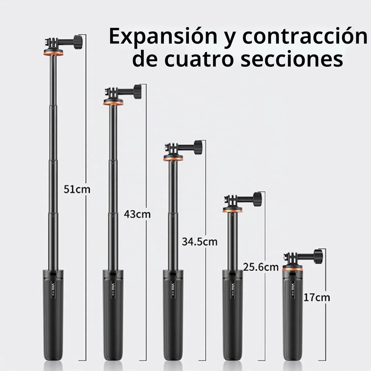 Palo Selfie Trípode Extensible para dji OSMO Pocket 3 / Action 4 Varilla de Extensión Ajustable de Longitud con Gimbal para Insta360 One X3 / X2 Soporte de Base de cámara de acción