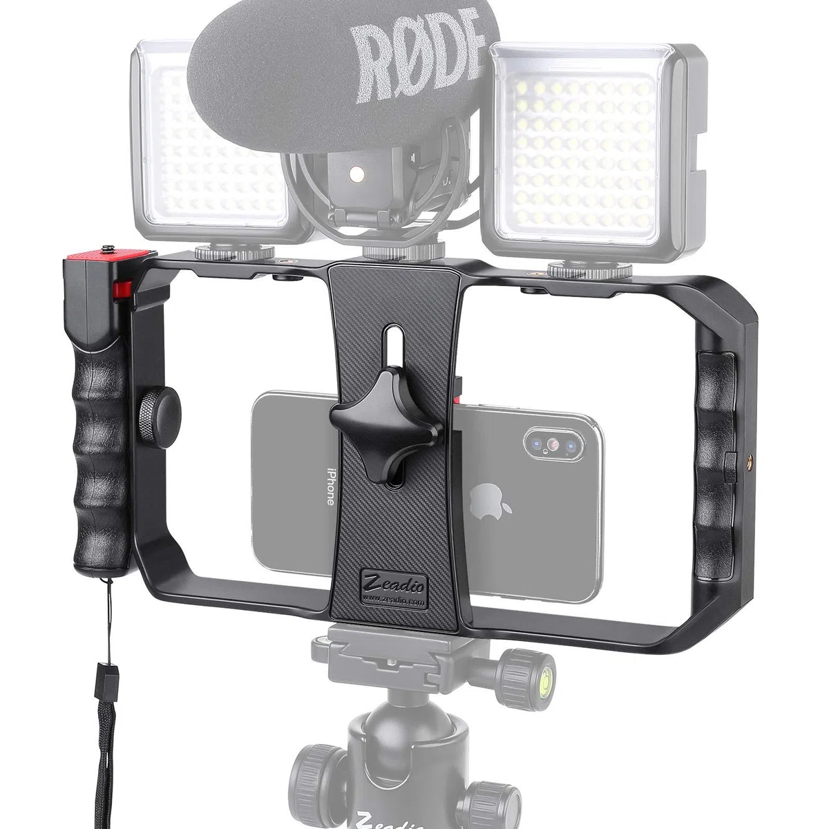 Zeadio Smartphone Video Rig, estabilizador de Agarre inalámbrico con Obturador Remoto, se Adapta a Todos los teléfonos Inteligentes iPhone y Android