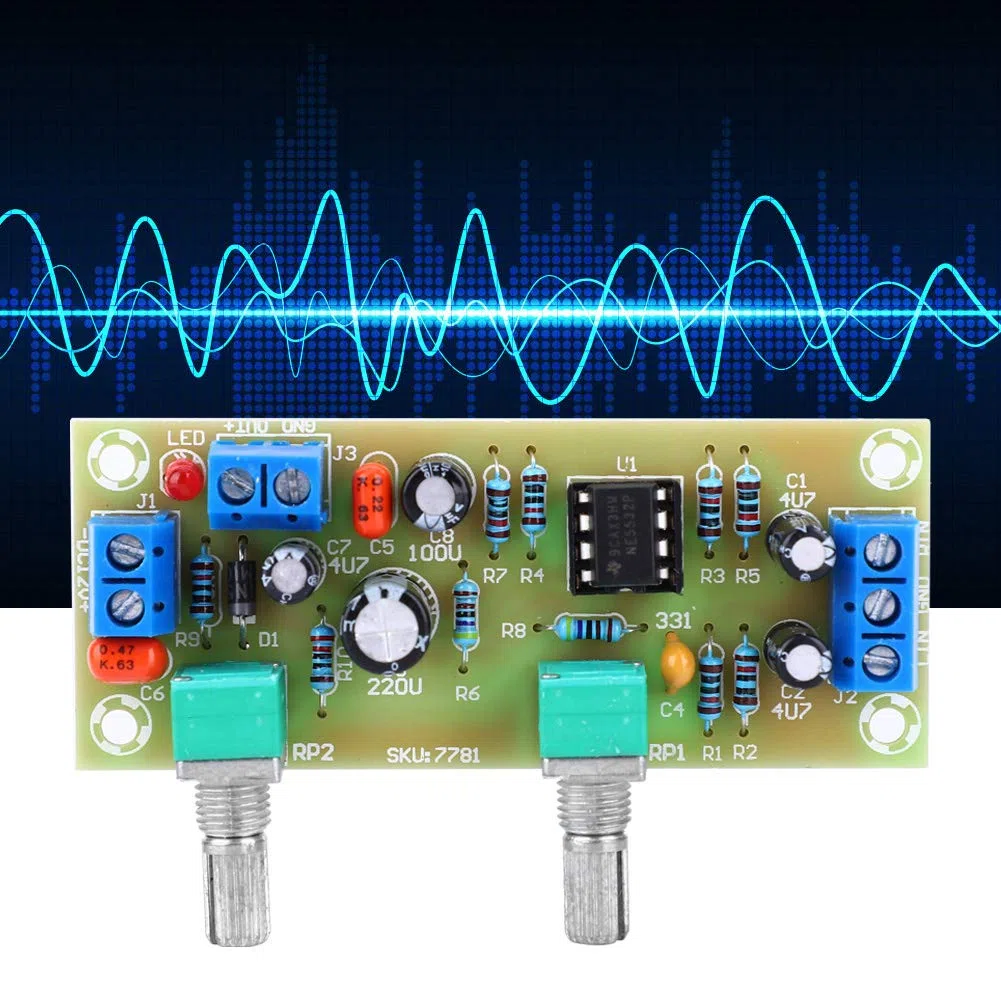 Placa de Preamplificador, Filtro de Paso Bajo de Subwoofer Control de Volumen Módulo de Placa de Preamplificador DC10-24V