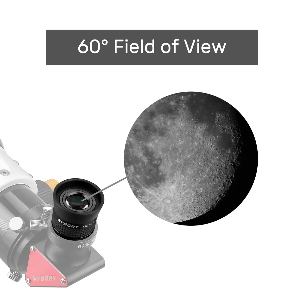 Svbony SV190 Telescopio Ocular 1.25",UF10mm Ocular de Campo Ultraplano,Ocular de Totalmente Multicapa para Fotografía Visual y Astrofotografía