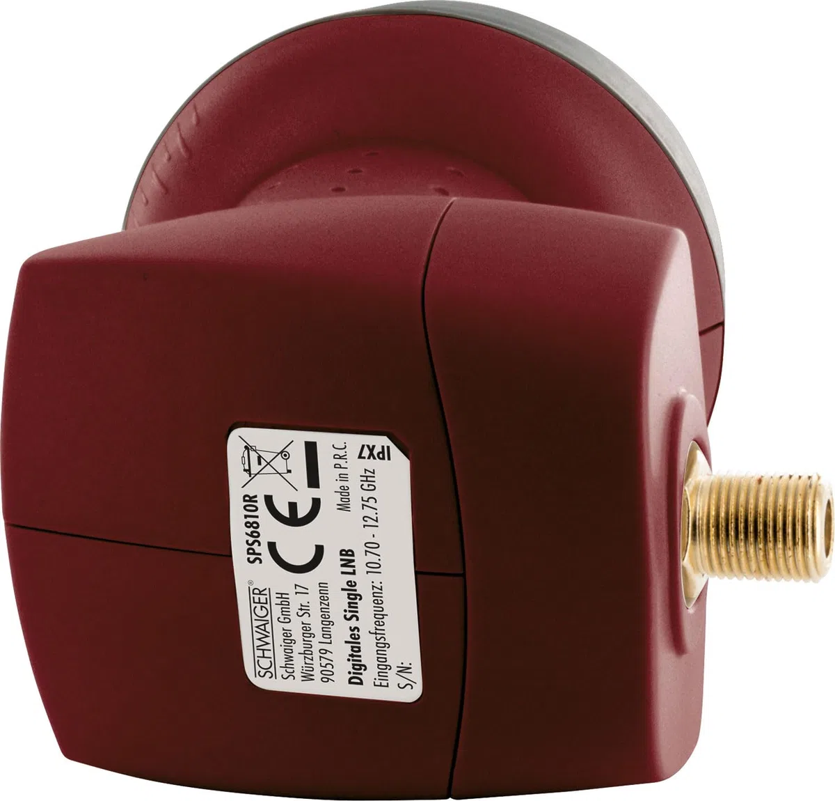 SCHWAIGER 326 Single LNB Low Noise Blockconverter Sun Protect Tapa LNB Digital Resistente al Calor Accesorios para Antenas parabólicas protección contra la Intemperie contactos Dorados Rojo