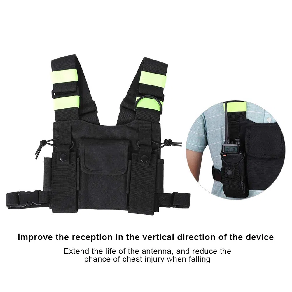 Equipo De Chaleco Con Soporte Para Arnés De Pecho De Radio, Walkie Talkies Arnés De Pecho De Radio Con Bolsas Frontales Y Bolsa Con Cremallera Arnés De Radio Universal Bolsa De Equipo De Pecho Paquete