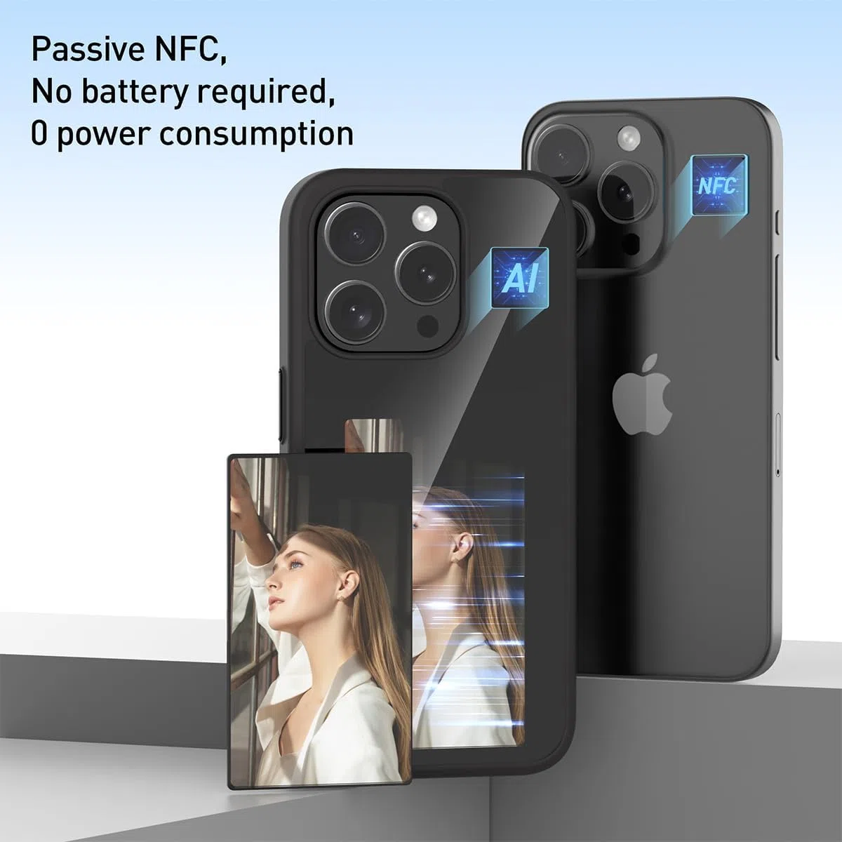 Smart Ink Phone Case for iPhone 13/14/15/16 Pro MAX Plus, NFC Memory Case for iPhone with Photo Screen, Smart NFC Ink Screen Phone Case (Black,14 Plus)