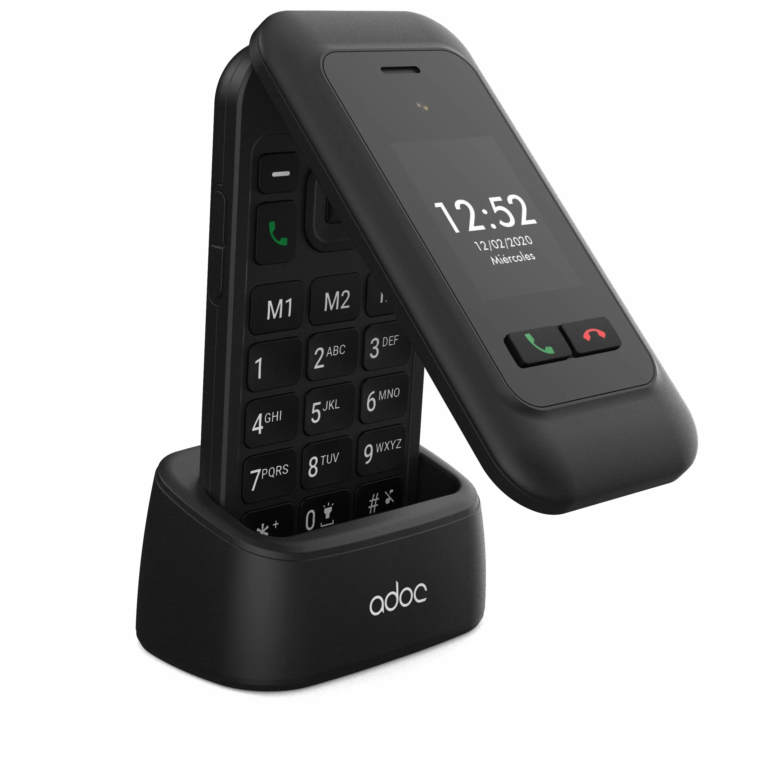 ADOC SC01 Teléfono Móvil 4G de Tapa para Personas Mayores, 2 Pantallas, Bluetooth, Wi-Fi, Linterna y Radio Teclas e Iconos Grandes, Botón SOS, Fácil Uso, 3 Memorias Directas. Compatible con audífonos.
