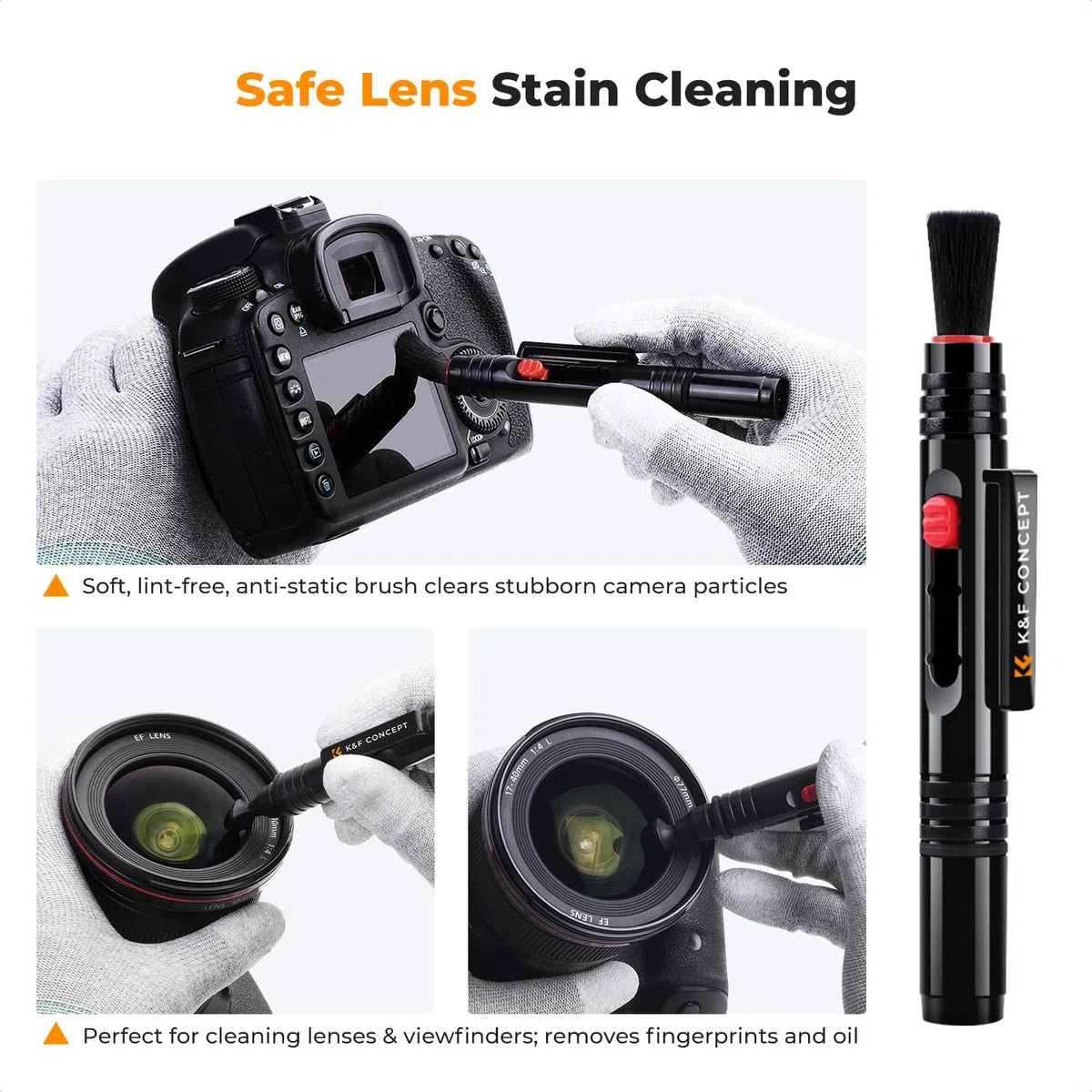 K&F CONCEPT 10 en 1 Kit de Limpieza de Cámaras, Cleaning Kit para DSLR, Reflex, Mirrorless, Objetivos, Filtros, Lentes, Sensores, Accesorios de Limpieza de Cámaras para Canon Nikon Sony