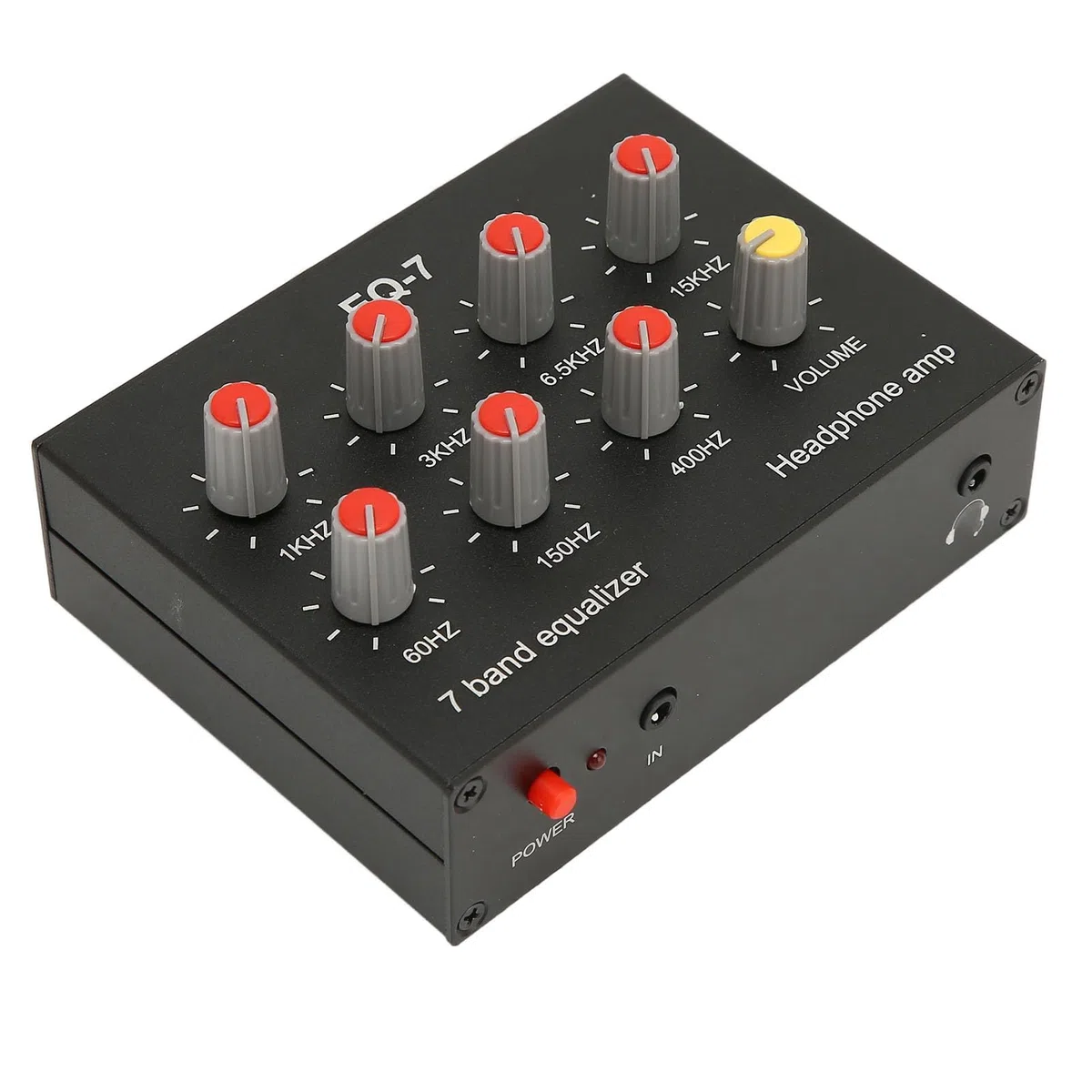 Ecualizador de sonido de 7 bandas, ajuste de graves altos 12 dB ecualizador digital de doble canal para sistema de coche, material de aleación de aluminio, alimentación DC5V 12V