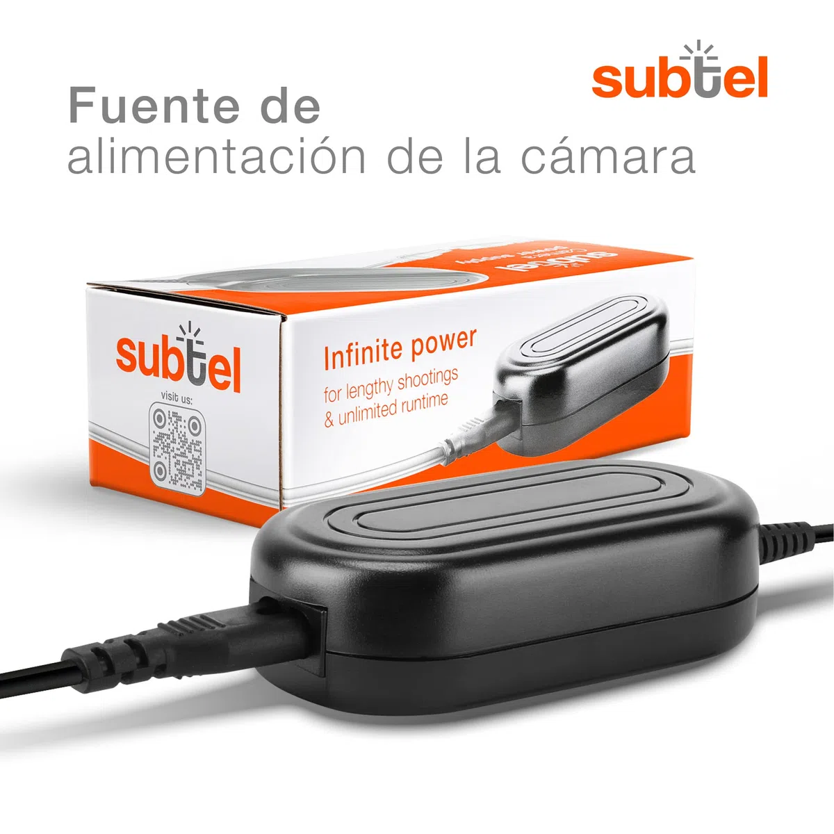 subtel Fuente de alimentación Compatible con ca. 3m ACK-E18 + Acoplador DC Alimentador DC Coupler, Dummy Battery