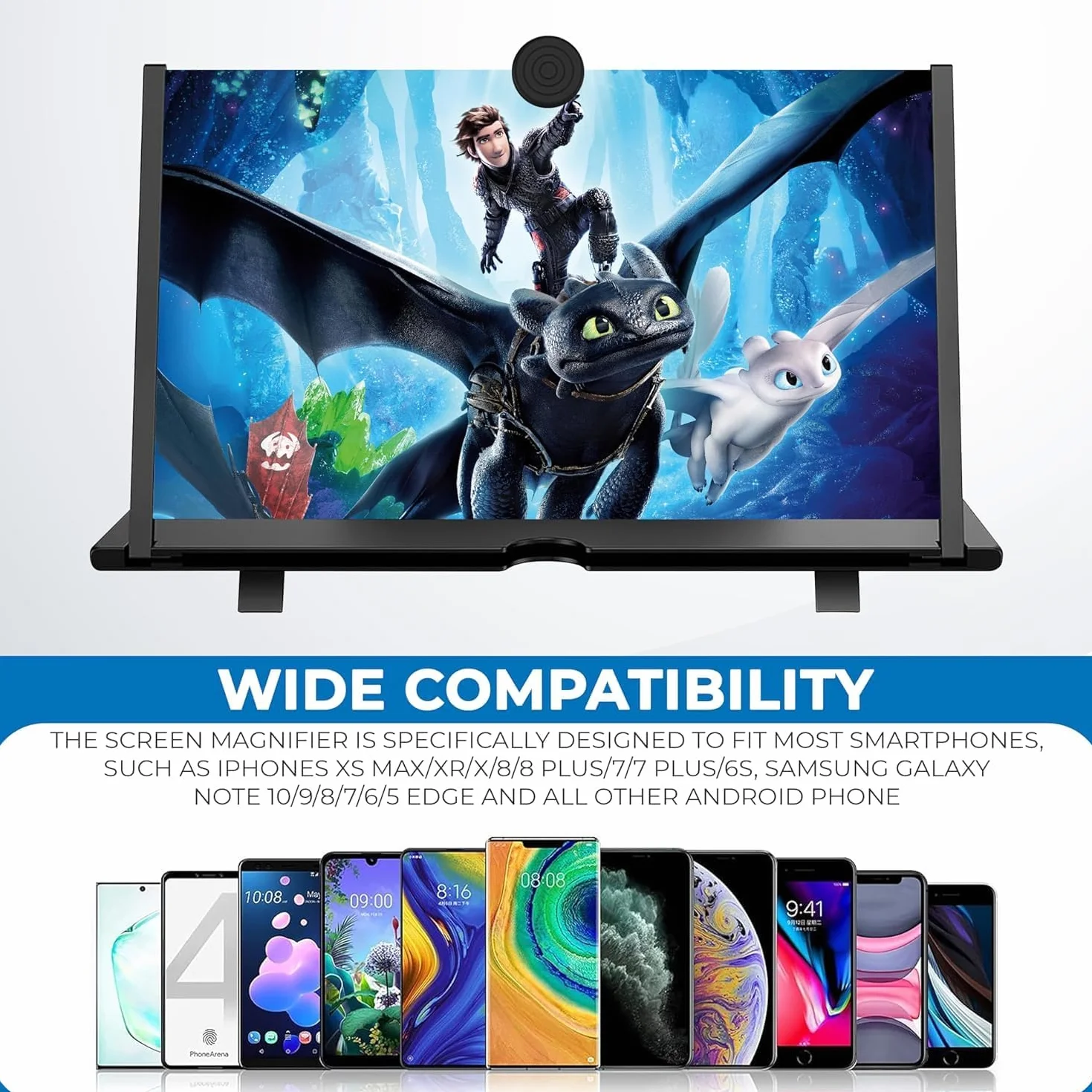 Amplificador de Pantalla para movil 16 Pulgadas, Lupa para móvil 3D, HD Lupa Pantalla movil Adecuado para Ver películas y Videos en un teléfono