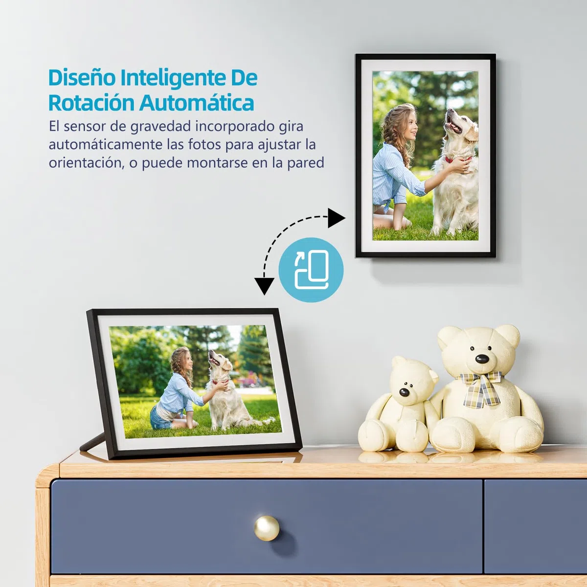 ARZOPA Marco de Fotos Digital WiFi 15,6 Pulgadas 1920x1080 32GB Pantalla Táctil IPS FHD de Rotación Auto Frameo Marcos Digitales de Fotos Inteligente Soporte de Foto/Música/Video/Alarma
