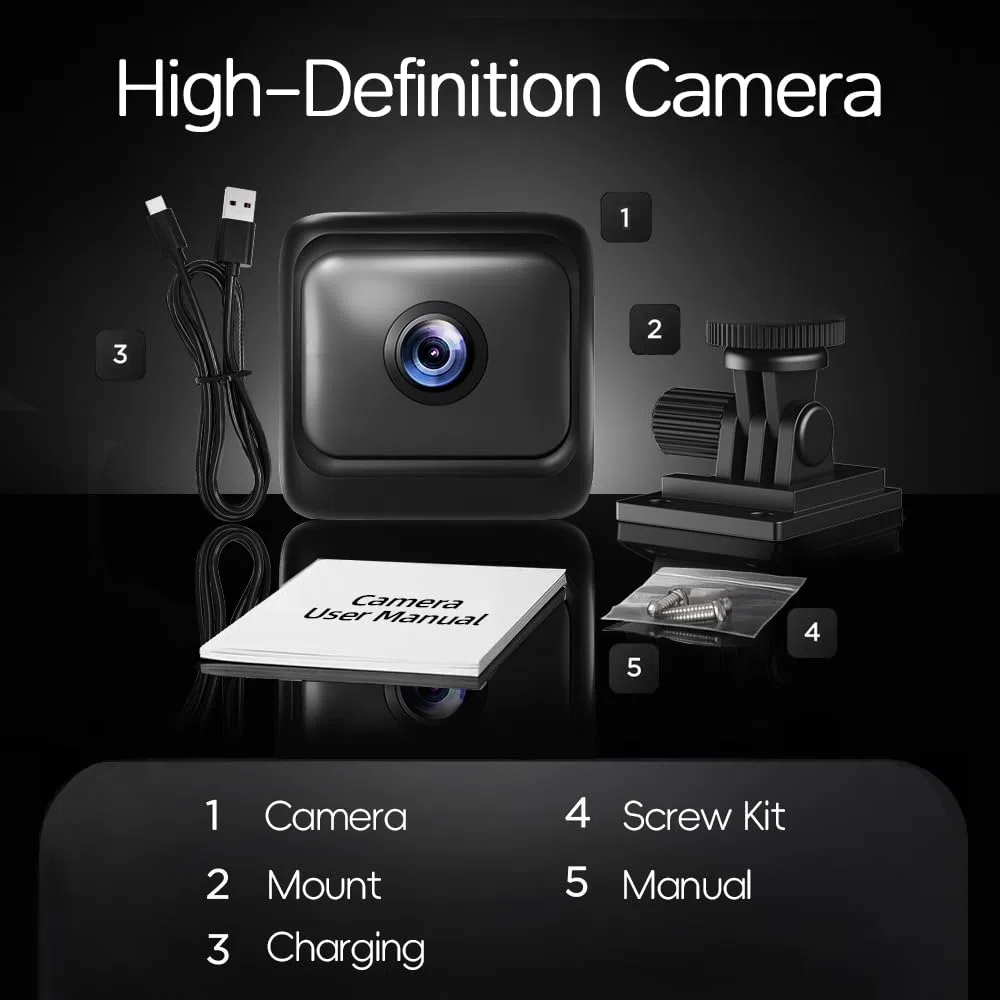 Mini Camara, 4K Cámara Espía Batería Larga Duración 1600mAh (8 Horas de Uso) Cámara Oculta sin Cables con Visión Nocturna Detección de Movimiento para Casa/Oficina/Coche