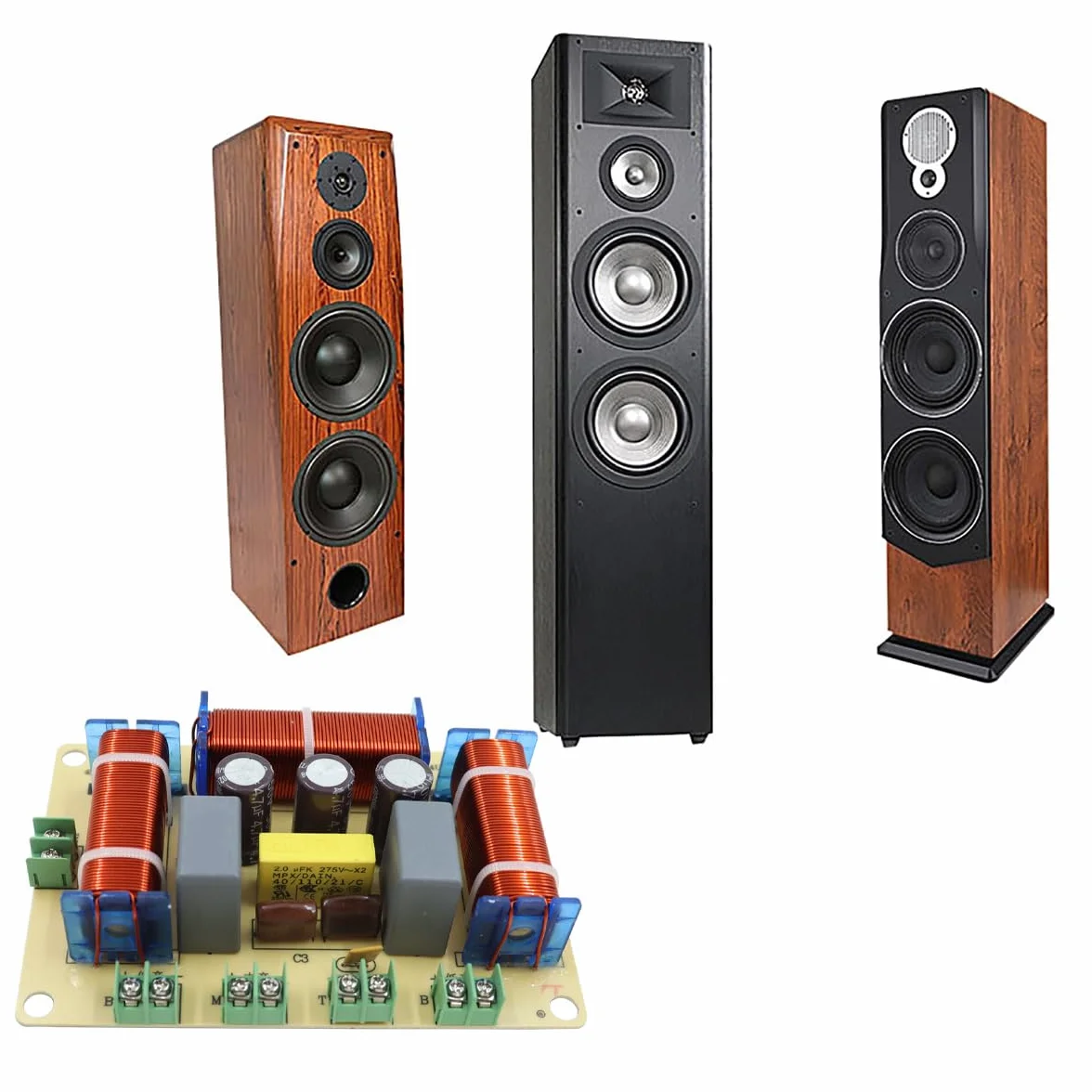 Crossover pasivo de altavoz de 4 vías y 400 W RCEDA 406 para audio de coche y hogar de 4 a 8 ohmios