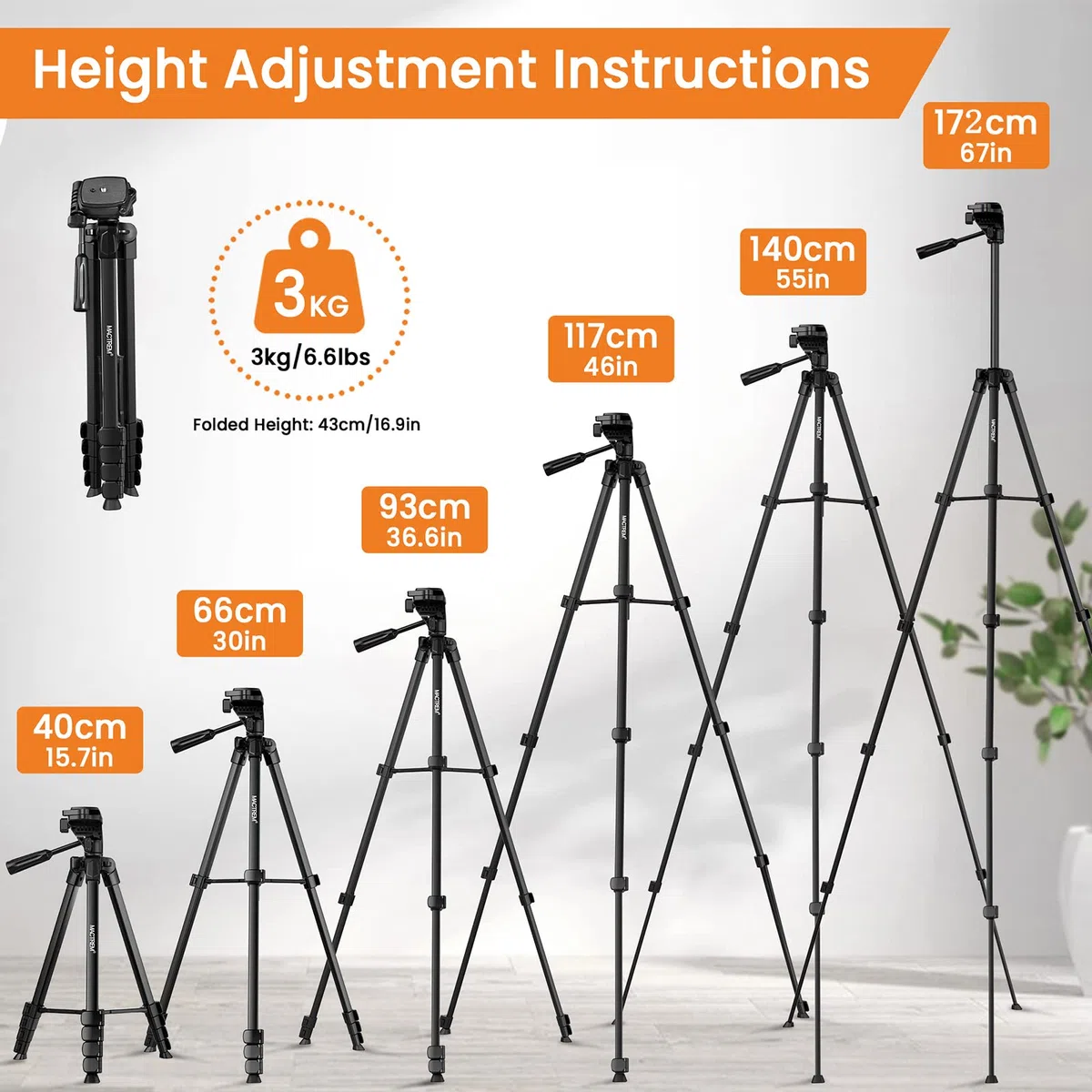 Trípode para iPad iPhone Cámara, 172cm Tripode Cámara de Movil con Remoto Bluetooth para Tableta Smartphone/Huawei/Samsung, GoPro, Nikon, Sony