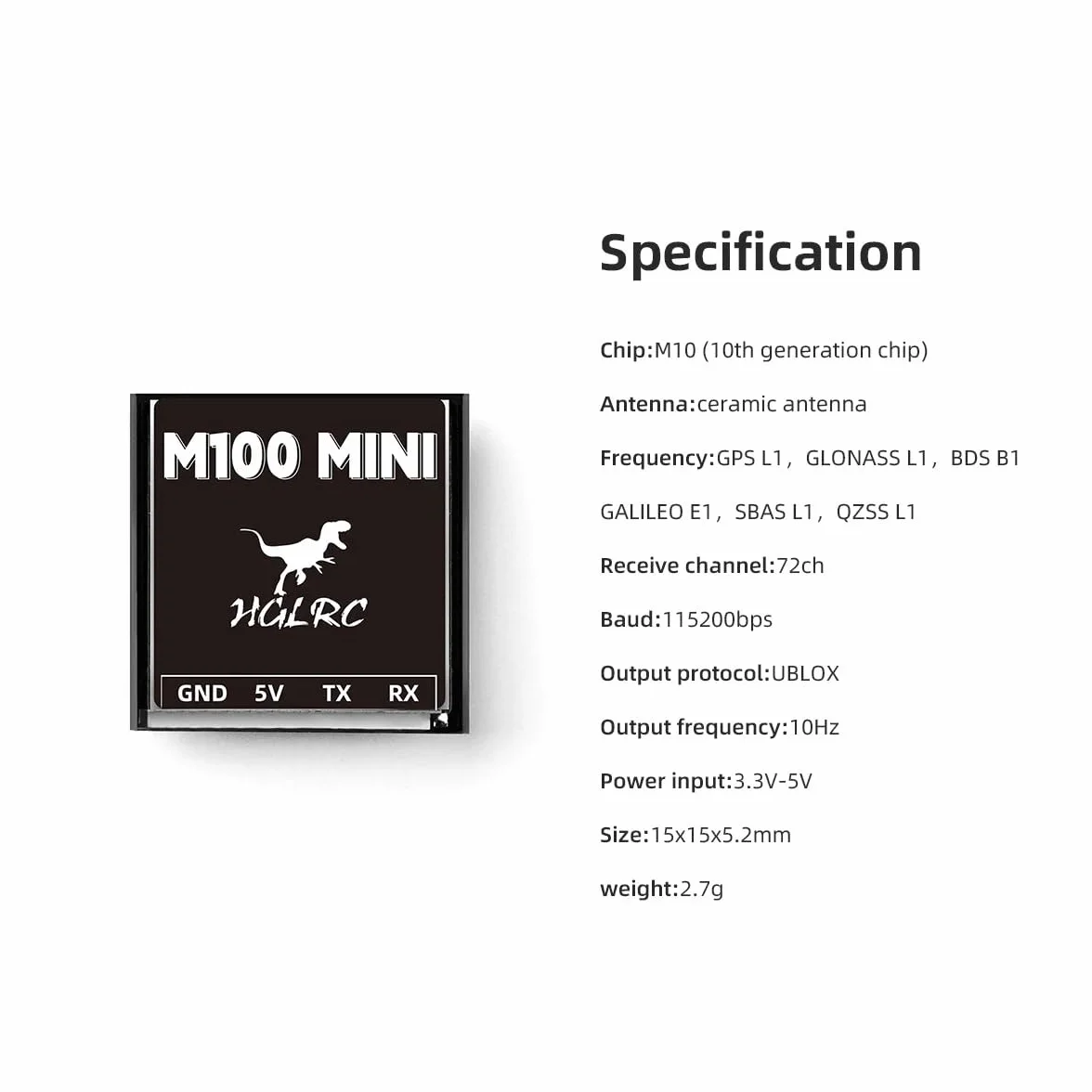 Módulo GPS HGLRC Mini M100 para UBLOX compatible con 2-7 pulgadas FPV Racing Drone