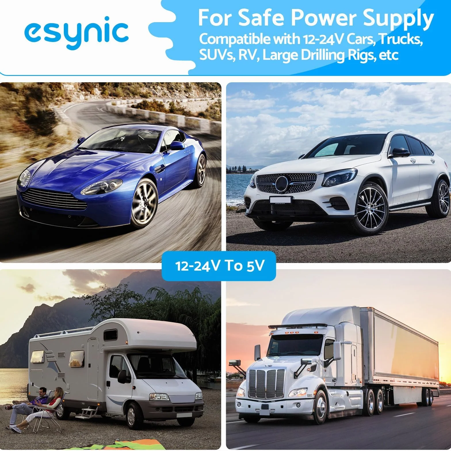 eSynic Dash CAM Hardwire Kit Tipo C Kit de Cableado Duro USB Dashcam 12V-24V a 5V para Cámara de Tablero con Adaptador Mini y Micro USB y 4 Tipos de Fusibles Mini/LP, ACS, ATO, Micro2, etc.