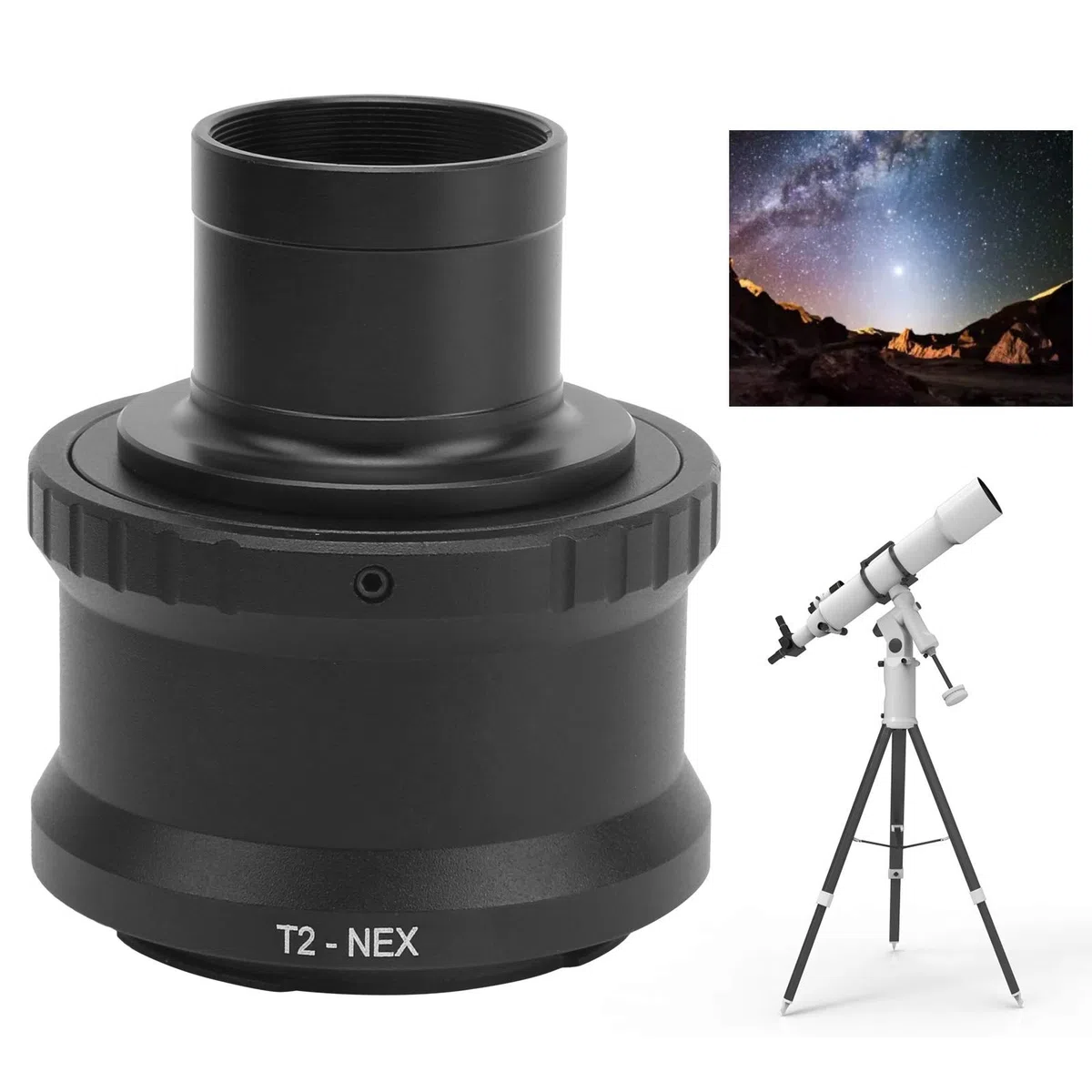 Anillo Adaptador de telescopio, Anillo en T Profesional y Duradero para cámara para E Mount a Anillo Adaptador de Lente de cámara de telescopio astronómico de 1,25 Pulgadas