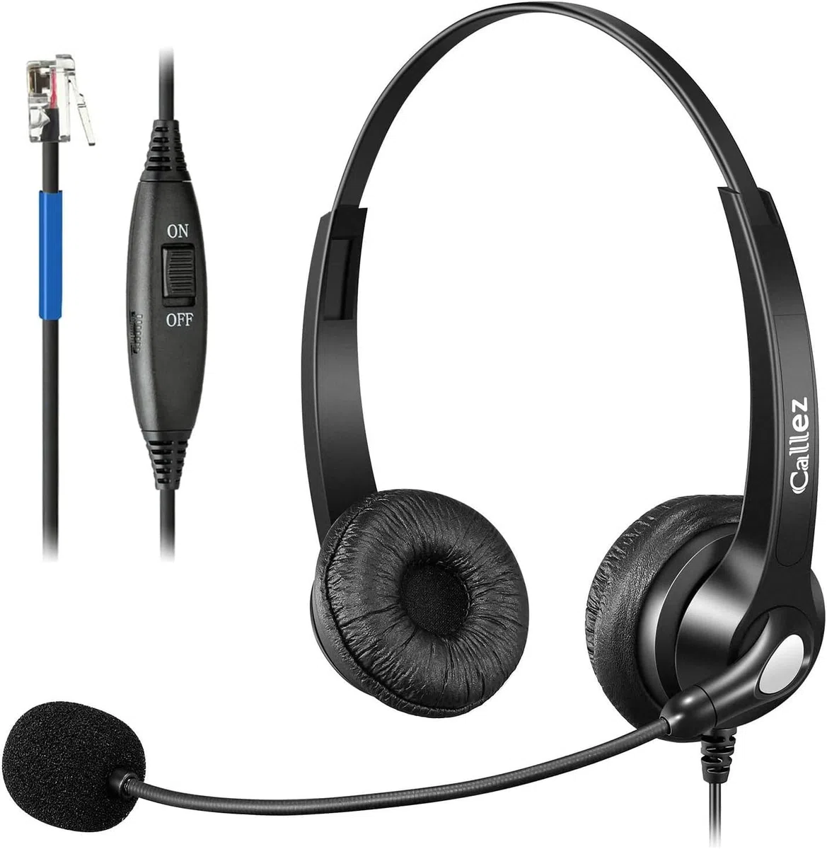 Auriculares Teléfono Fijo RJ9, Micrófono con Cancelación de Ruido, Cascos Binaurales para Cisco 7821 7975G 7811 7942G 8841 8851 9971 Teléfonos IP Oficina Call Center, Plantronics M12 M22 Amplificador