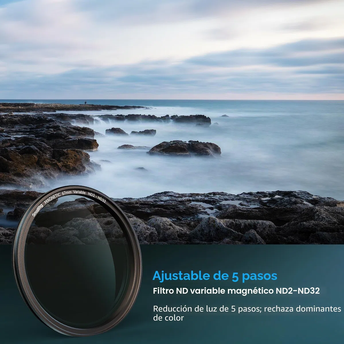 SMALLRIG Filtro ND Variable Magnético de 67mm ND2-ND32 (1-5 Paradas) + Anillo de Filtro Roscado de 67mm, Vidrio Optico No X Cross HD, Resistente al Agua, Resistente a Los Arañazos - 4581