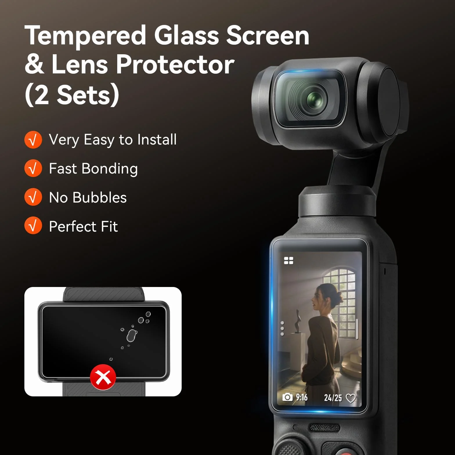 AMAZEAR Funda Silicona para dji OSMO Pocket 4, Pocket 4 Accesorios Funda Protectora Silicona Suave Combo con Cristal Templado Protector Pantalla Objetivo, Soporte Silicona, marrón