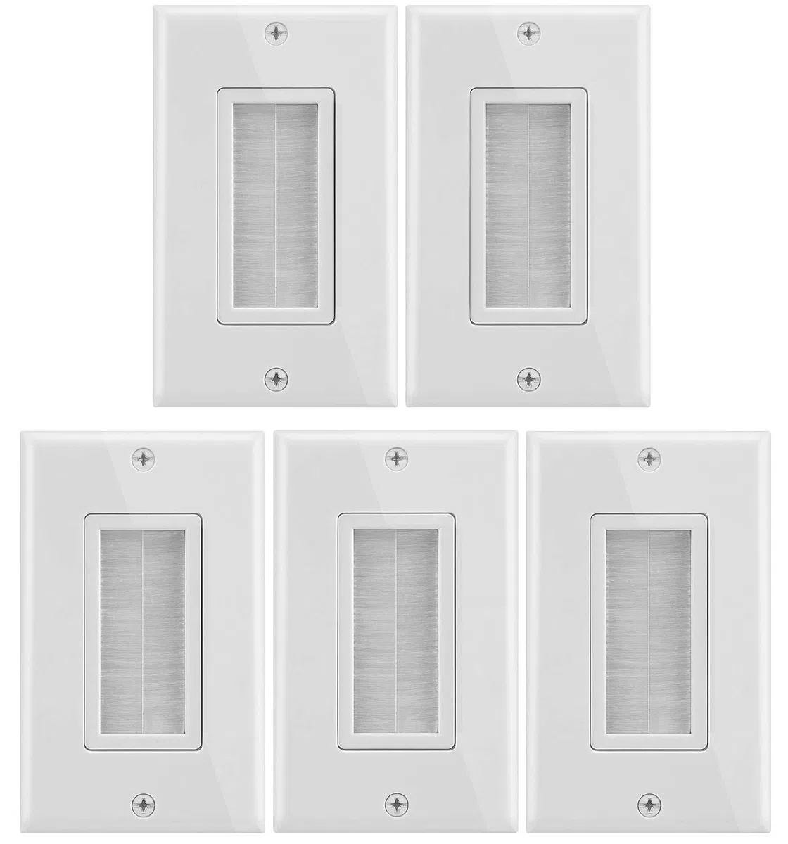 Fosmon Cable Wallplate - Cepillo para archivos de altavoces, consolas de juegos o televisores de pared (cable coaxial, HDTV, HDMI), color blanco