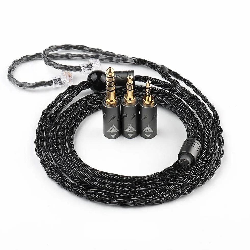 Linsoul QKZ Q1 MAX,Cable de repuesto para auriculares de alta fidelidad de 16 soportes, 352 núcleos, con enchufe intercambiable de 2.5 mm/3.5 mm/4.4 mm para audiófilo (negro, tipo S)