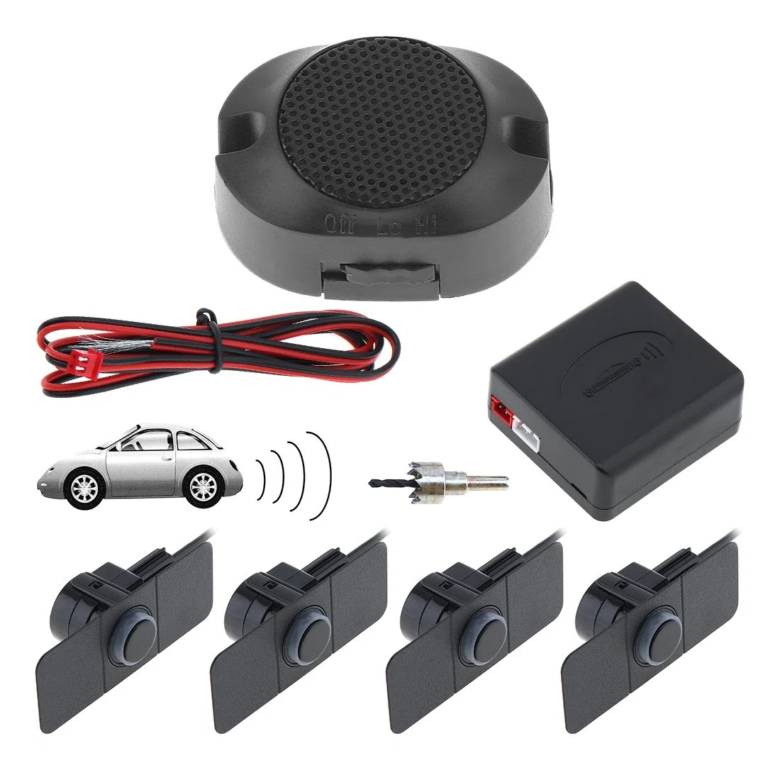 Sistema de Radar de Reserva Reversa del Coche 4 Sensores de Estacionamie(Negro) nto Sistema de Radar de Respaldo Reversa del Coche con Alas