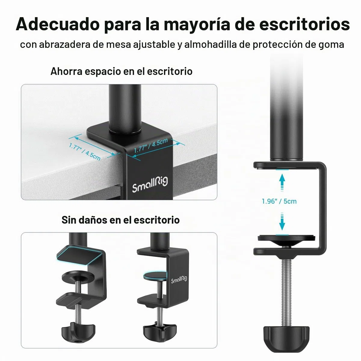 SMALLRIG Soporte Escritorio Extensible para Cámara, 15"-35" Ajustable con Cabezal Bola con Pinza en C, Compatible con DSLR, Anillos de Luz, Streaming y Grabación de Video - 3488