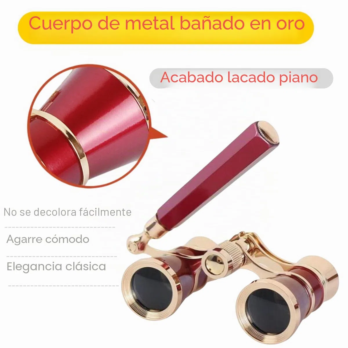 3X25 Opera Theater Horse Racing Glasses Binocular Telescope with Handle/Accessory Kit Women Telescope (Red)