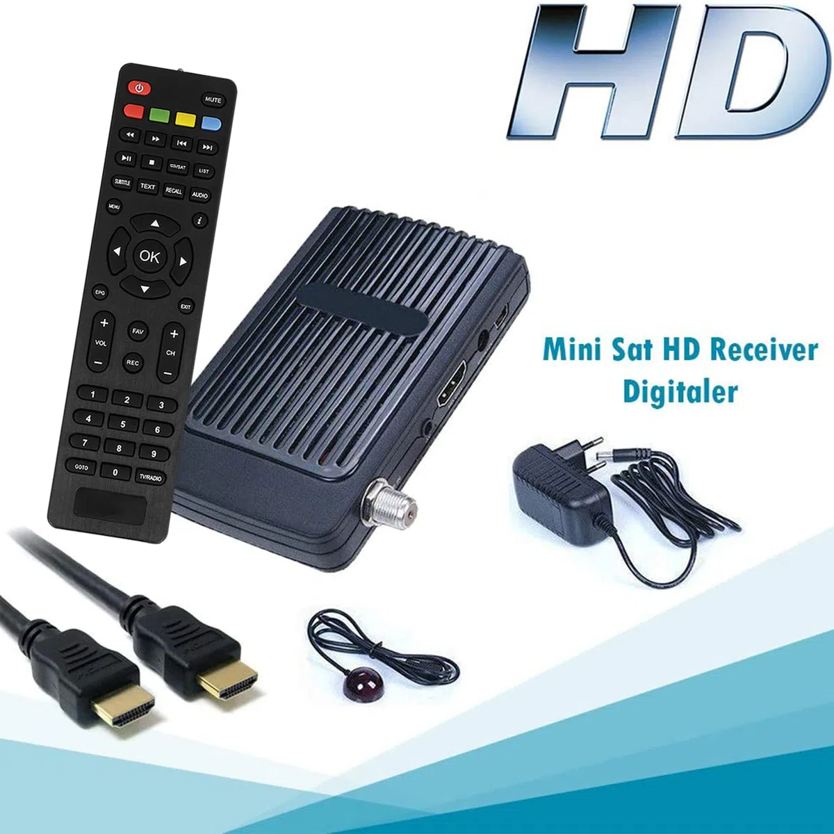 Receptor digital de satélite HD (HDTV, DVB-S/S2, Full HD 1080P) [HDMI, 2 puertos USB 2.0, preprogramado para Astra Hotbird Türksat]