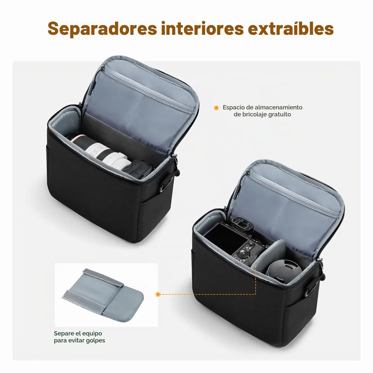 K&F CONCEPT Bolsa Funda Cámara Réflex Impermeable Pequeño Estuche Crossbody para cámara de Hombro con Correa Ajustable DSLR/SLR/Mirrorless Compact Photography Bags-Negro