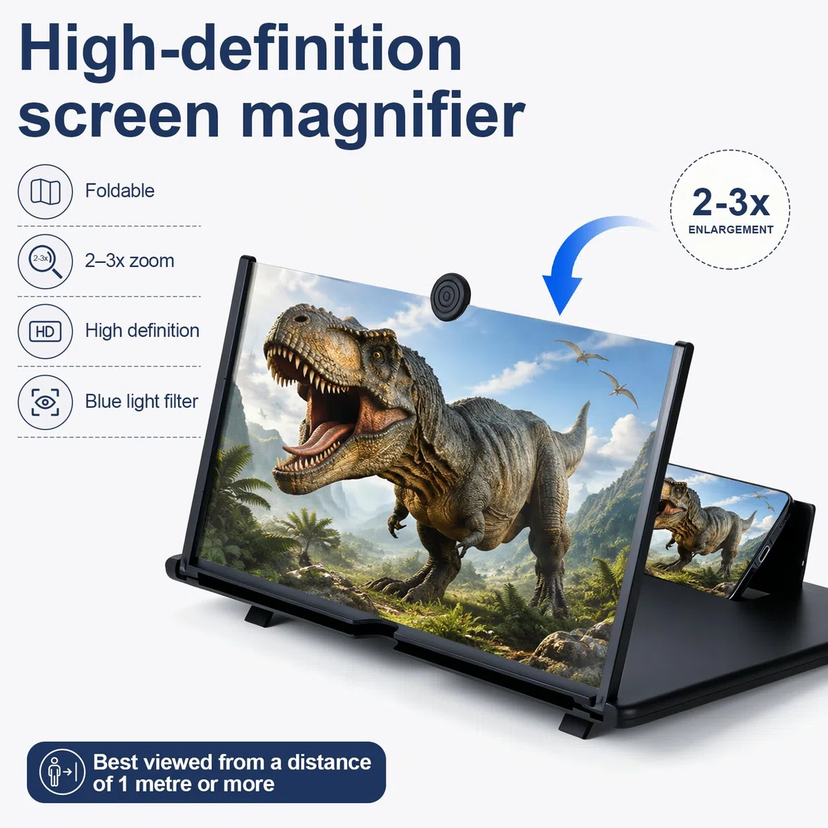 Amplificador de Pantalla para Movil, HD Lupa para móvil, 3D Pantalla Aumento movil, Plegable, para Todos los Smartphones, para Ver Partidos de fútbol, Películas y Videos(16 Pulgadas)