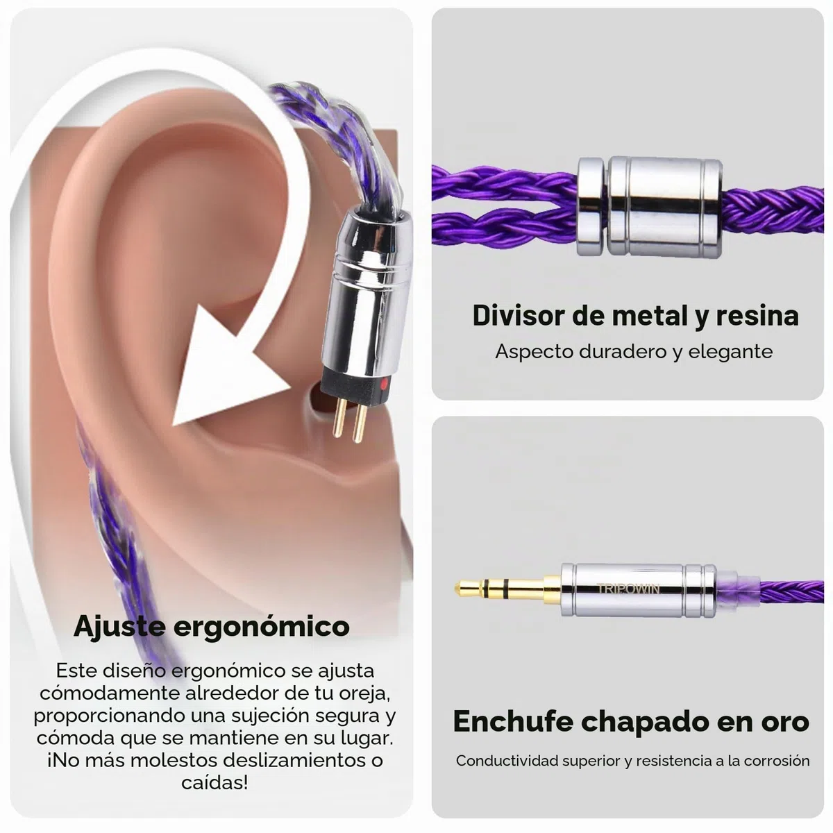 Linsoul Tripowin Zonie 16 Core Silver Plated Cable SPC Earphone Cable (2pin-0.78, 3.5mm, Violet)