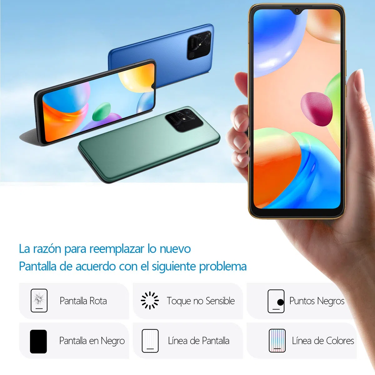 RongZy para Xiaomi Redmi 10C 220333QAG 220333QBI 220333QNY 220333QL LCD+Pantalla Táctil Digitalizador Asamblea Reemplazo +Reparación Herramientas(Negro con Marco)