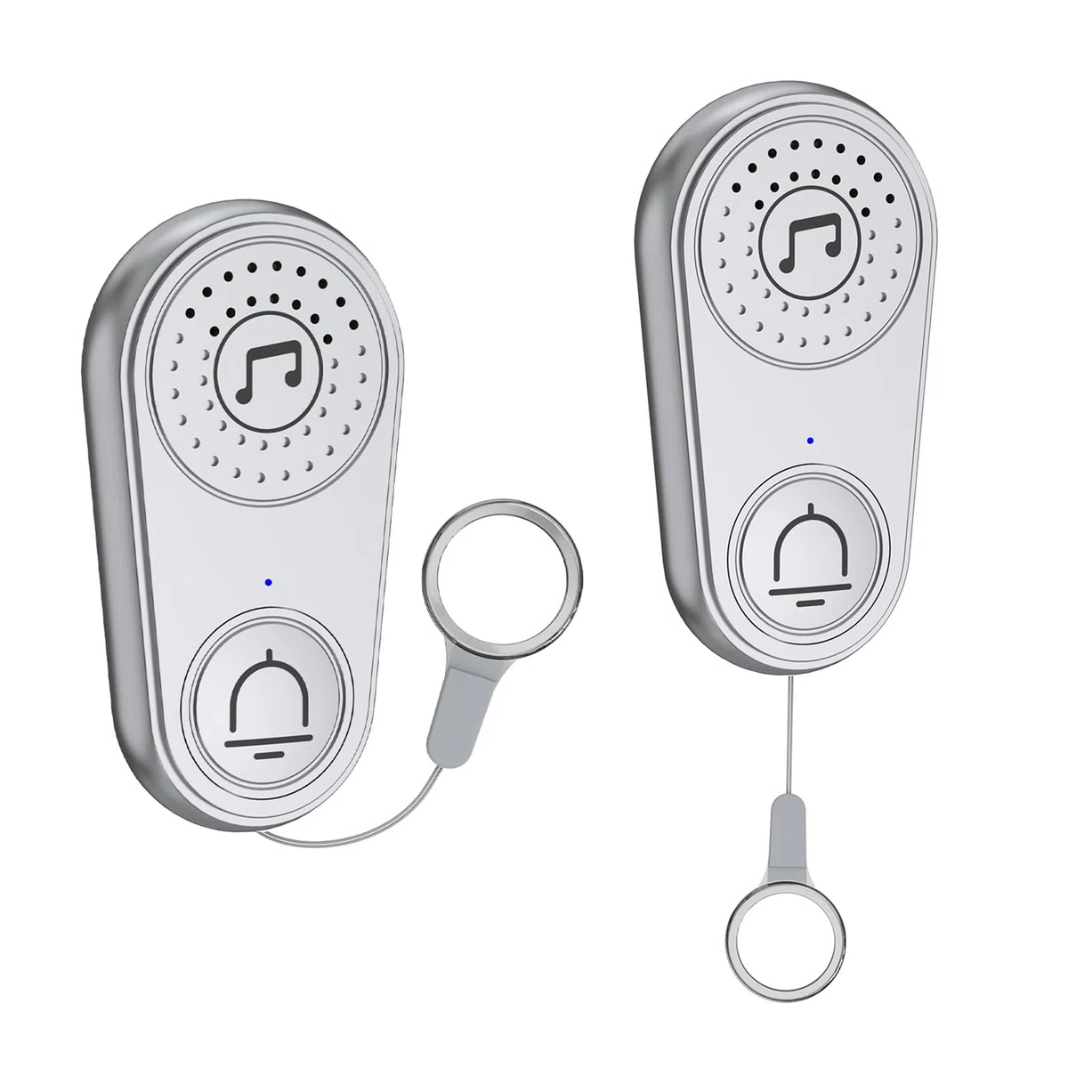 Botón de llamada inalámbrico de 2 canales para personas mayores, botón de llamada inalámbrico de volumen ajustable, opciones musicales múltiples para el hogar y la oficina