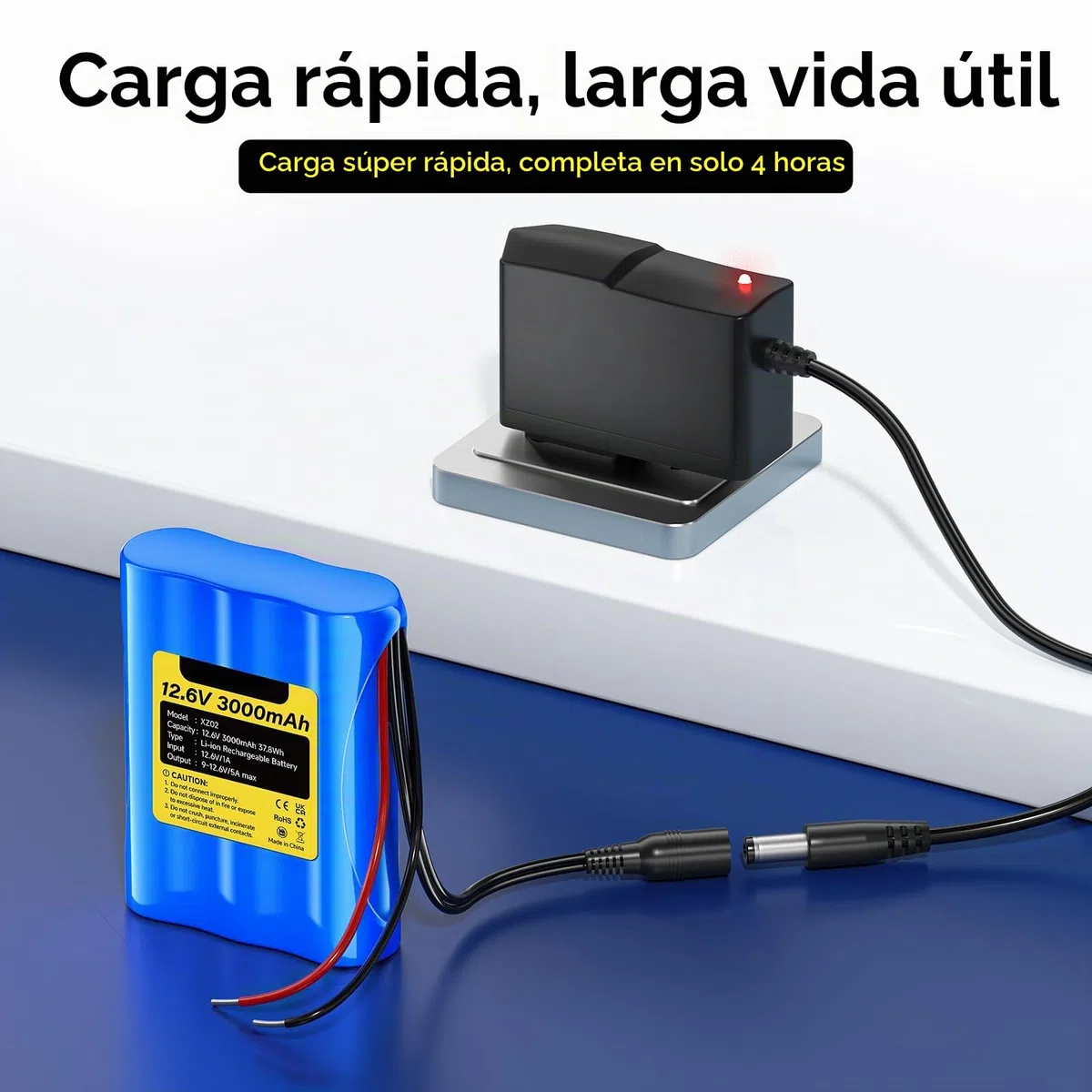 CITYORK 3000mAh 12.6V Batería Recargable de Iones de Litio para Panel Solar de Carga, cámaras de CCTV, videocámaras, Reproductores MP3, Luces LED y más