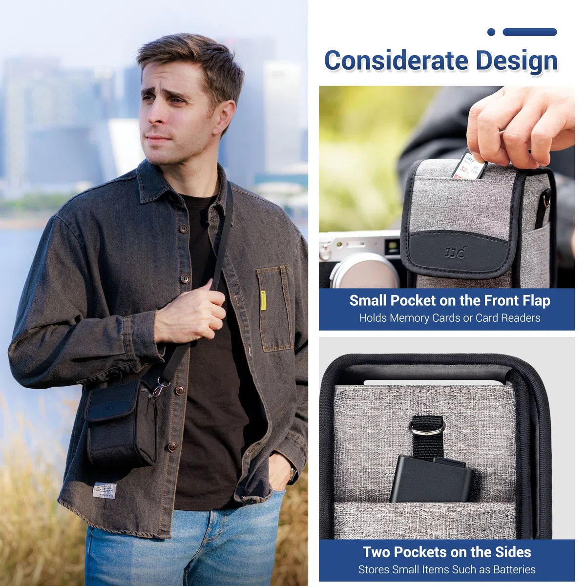 JJC Estuche para Cámaras Digitales Compactas, Bolsa Viaje para Fuji X100VI X100V para Sony a6700 a6500 a6400 con 16-50mm para Canon EOS M50 G1X para Nikon Z30 Z50 para GRIII para Leica SOFORT2, Negro