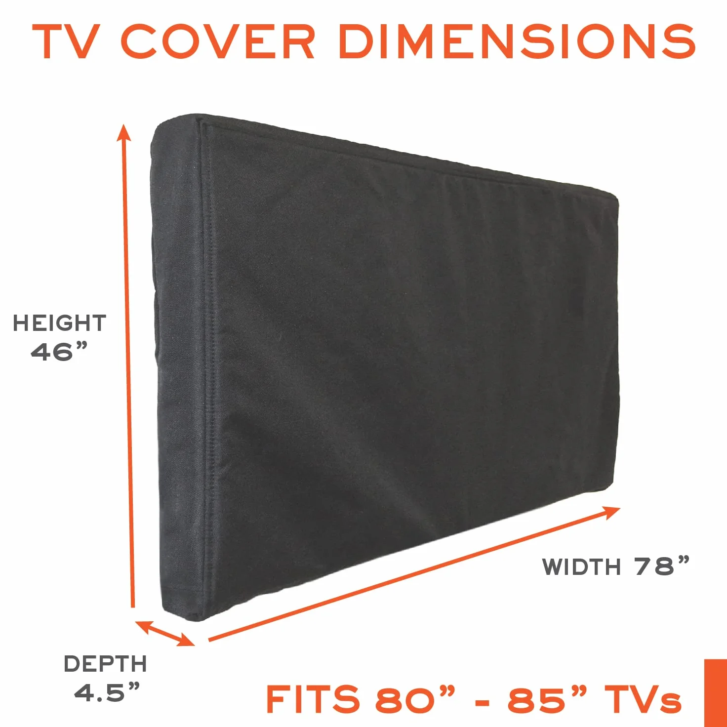 Funda de TV para exteriores de 80 a 85 pulgadas, con cremallera, resistente a la intemperie, impermeable, protección de 360 grados, interior suave y antiarañazos, color negro