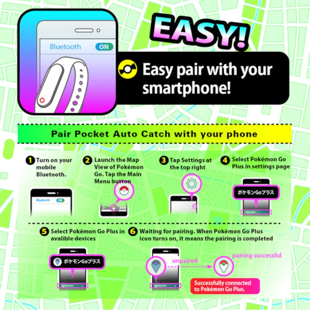 Mcbazel Brook Pocket Auto Catch Plus Wristband Update Version Auto Catch Poke Mon/Auto Spin Pokestop/Auto Collected - para iOS y Android Version