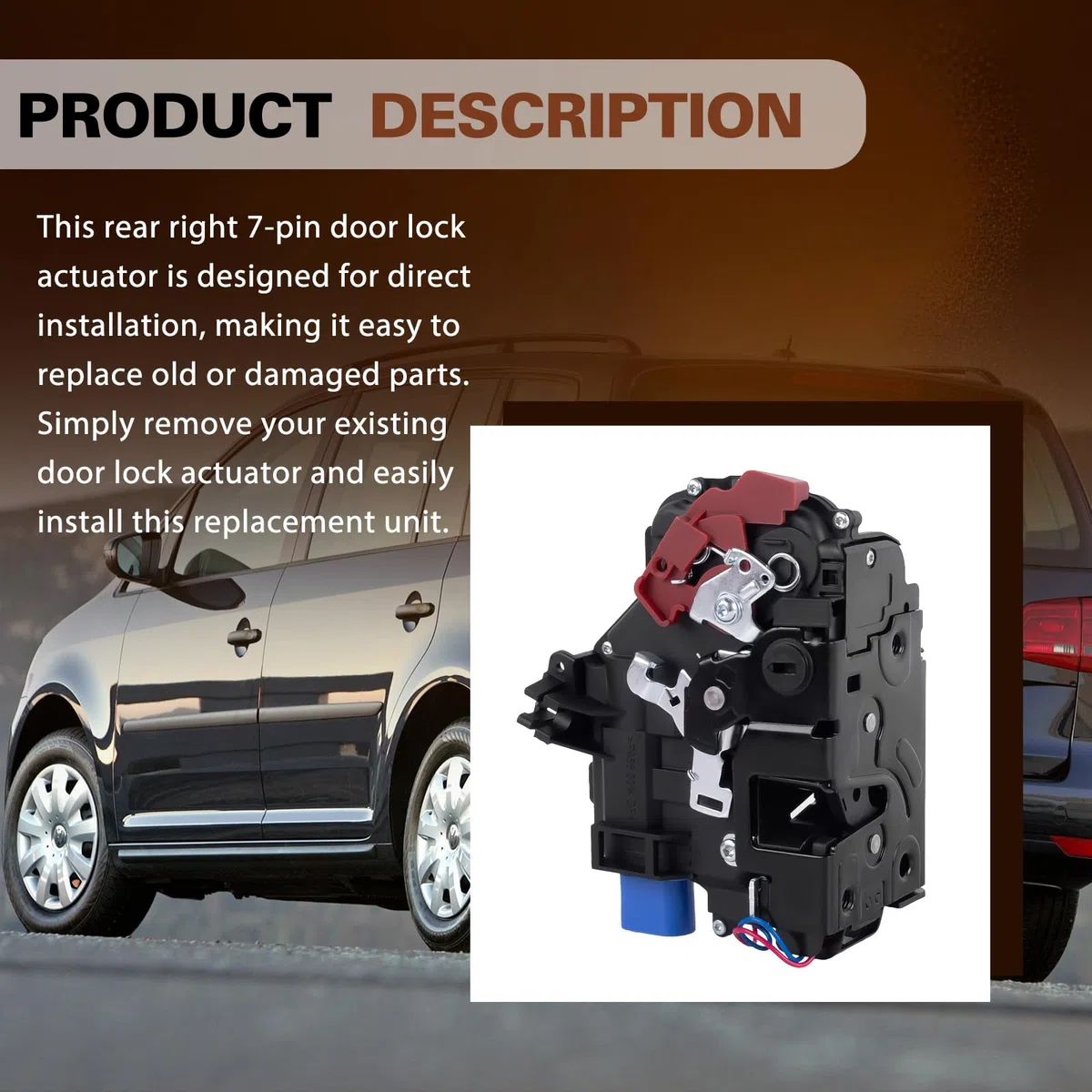 Cerradura de servomotor con cierre centralizado, cerradura de puerta trasera derecha apta para Golf 5 7L0839016