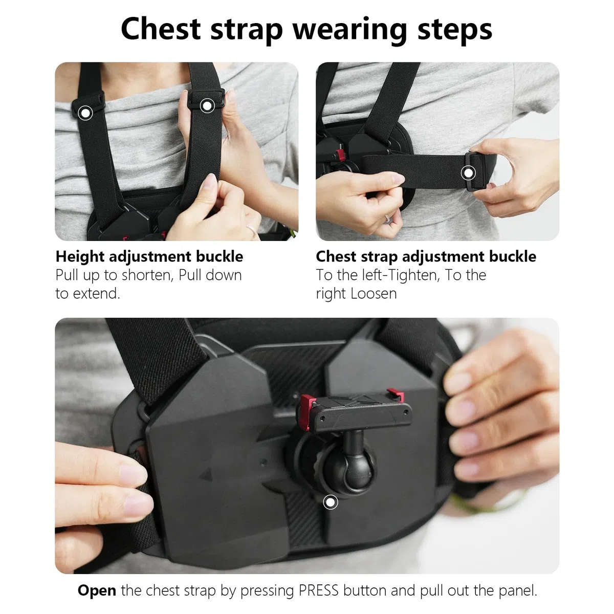 Soporte de Correa de Pecho para dji Osmo Nano Action 6 Pro, Arnés Portátil con Soporte Magnético, Base Adaptadora de Liberación Rápida para Cámara